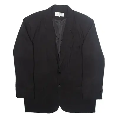 CLASSIC Mens Blazer Jacket Black Silk L