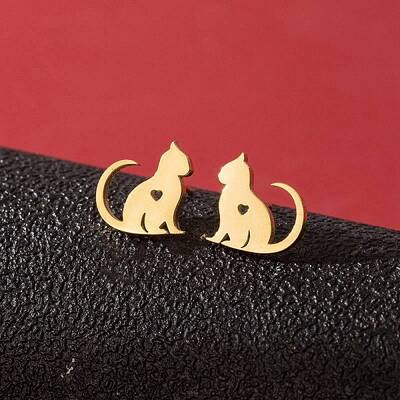 Stainless Steel Small Animal Stud Earrings for Women