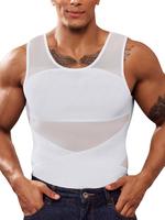Men's Solid Color Double Layer Compression Shapewear Tank Top, High Stretch Breathable Tummy Control Shaper, Men's Shapewear ...