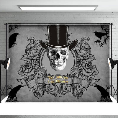Black Dallomeen Spooktacular Halloween Theme Backdrop - Aperturee
