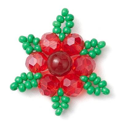 Woven Natural Carnelian(Dyed & Heated) & Glass Seed Beads Snowflake Multi-Strand Links
