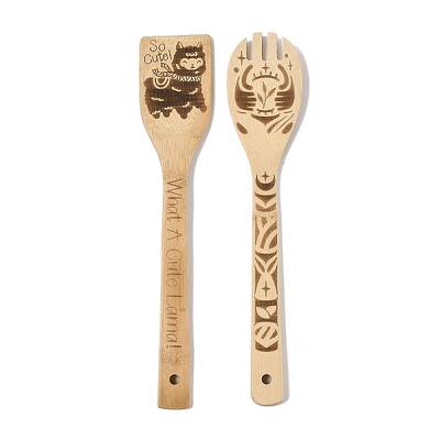 2Pcs Bamboo Spoons & Forks