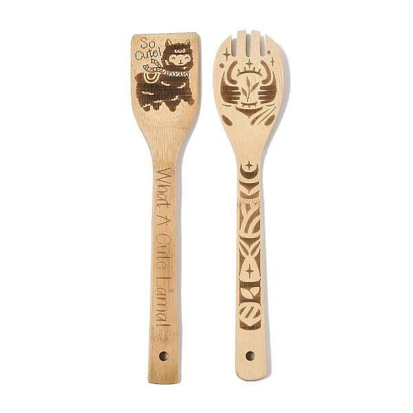 2Pcs Bamboo Spoons & Forks