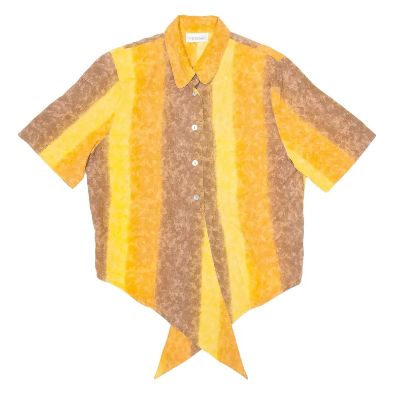 VERSE Womens Printed Shirt Orange V-Neck Striped M