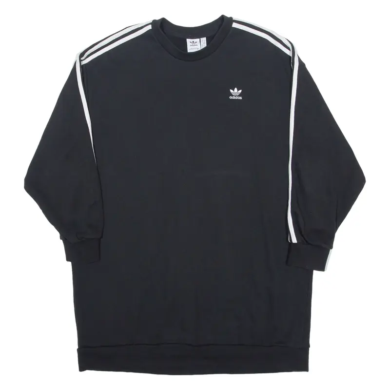ADIDAS ORIGINALS Womens Sweatshirt Black Crew Neck UK 14
