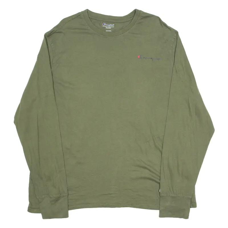 CHAMPION Mens T-Shirt Green Long Sleeve Crew Neck 2XL