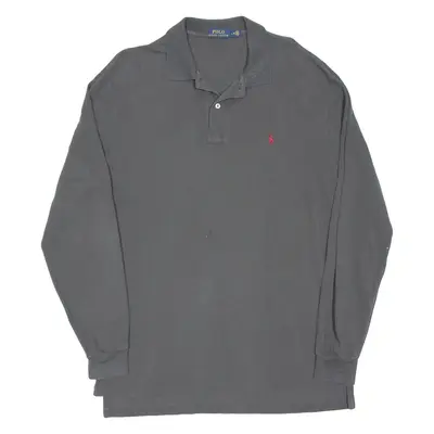 POLO RALPH LAUREN Mens Polo Shirt Grey Long Sleeve L