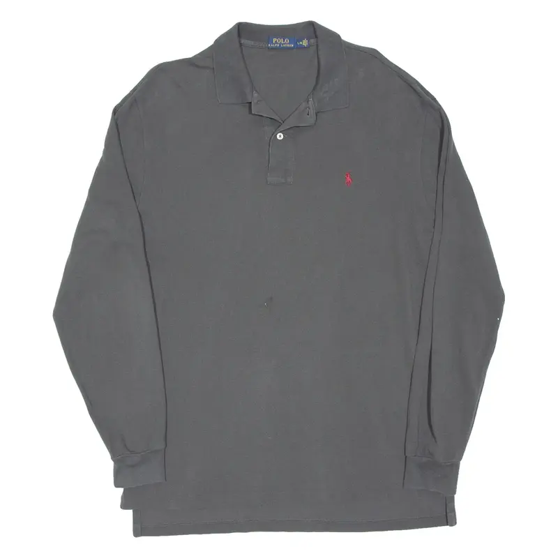 POLO RALPH LAUREN Mens Polo Shirt Grey Long Sleeve L