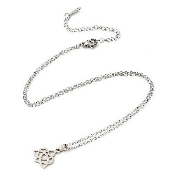 Non-Tarnish 201 Stainless Steel Heart with Sailor's Knot Pendant Necklace with Cable Chains
