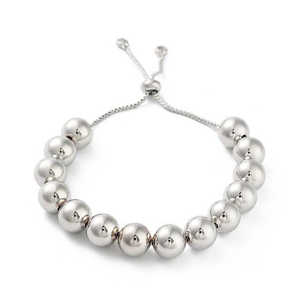Adjustable Brass Round Beaded Slider Bracelets