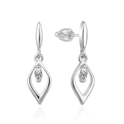Agato Decent Silver Earrings With Zirconia AGT-E102PW