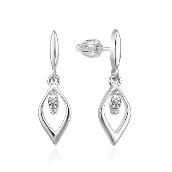 Agato Decent Silver Earrings With Zirconia AGT-E102PW
