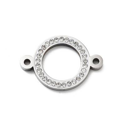 304 Stainless Steel Crystal Rhinestone Connector Charms