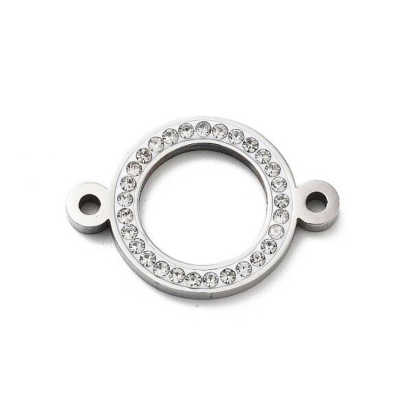 304 Stainless Steel Crystal Rhinestone Connector Charms