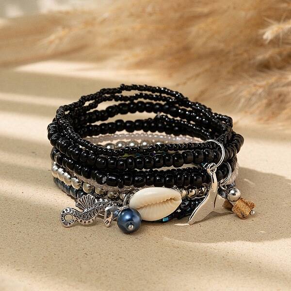 Bohemian Glass Beaded Stretch Bracelet Sets