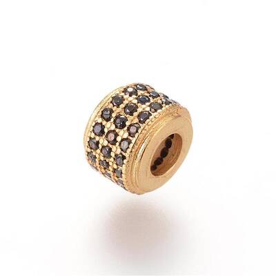 Brass Micro Pave Cubic Zirconia Beads