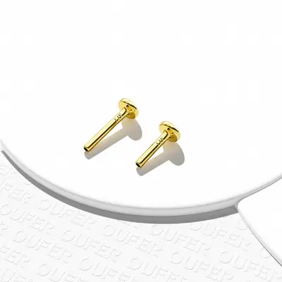 14K Gold Symmetric CZ Flower Threadless Cartilage Stud - 14K Post Only / 16G-6mm