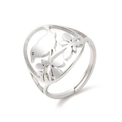 Non-Tarnish 304 Stainless Steel Bird Adjustable Ring for Women