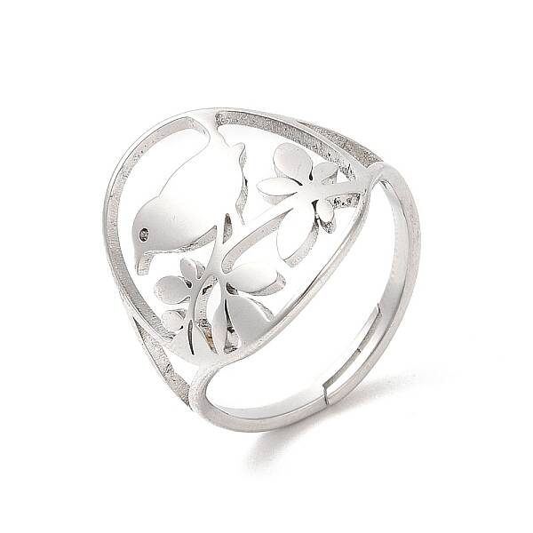 Non-Tarnish 304 Stainless Steel Bird Adjustable Ring for Women