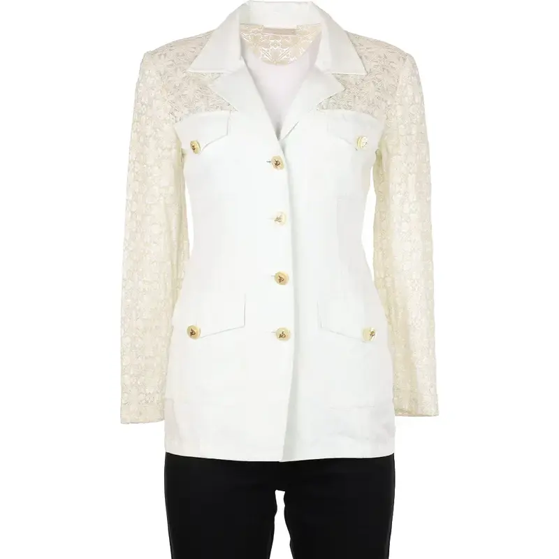 Roccobarocco Lace Jacket - Small White Viscose Blend