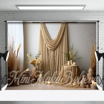 Curtain Dried Flowers Indoor Boho Photo Backdrop - Aperturee