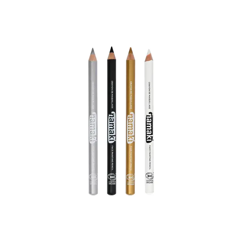 Namaki Set of 4 Slim Face Painting Pencils, Silver/Black/Gold/White