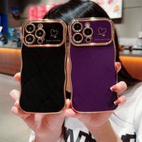Curly Wave Frame Case for iPhone 16 15 14 13 12 11 Pro Max Plus, Plating Wavy Bumper Soft TPU Case, Shockproof Protection, Ma...