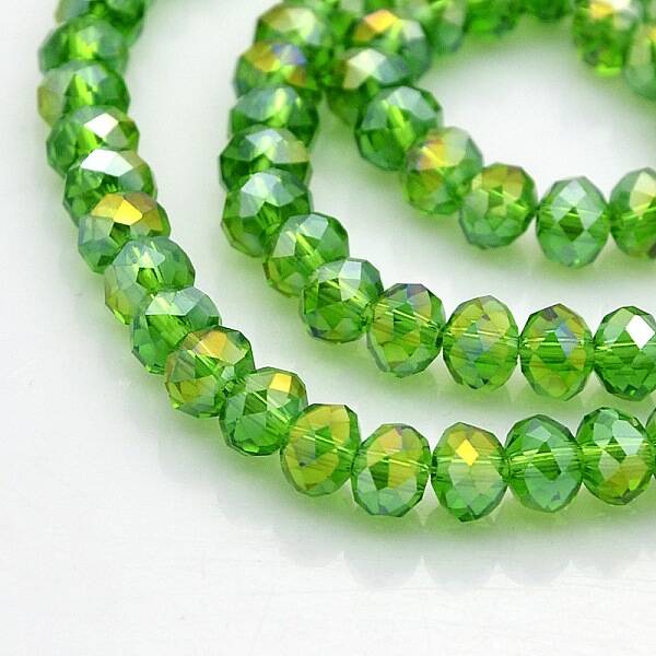 AB Color Plated Faceted Rondelle Electroplate Glass Beads Strands