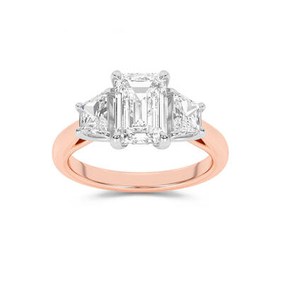 Amara Chand Lab Grown Emerald Cut Diamond Engagement Ring | 10K Rose Gold 3 1/4   CT. TW.