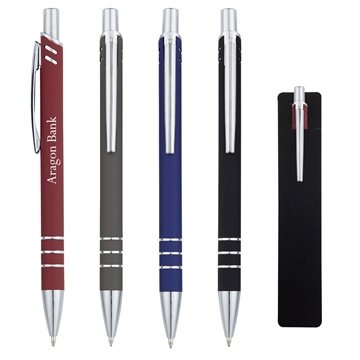 100 Customized Black Tie Pen - Rubberized Aluminum & Plunger ...