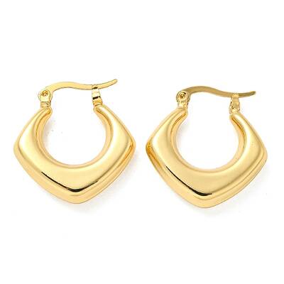 Rack Plated Chunky Rhombus Brass Hoop Earrings for Women