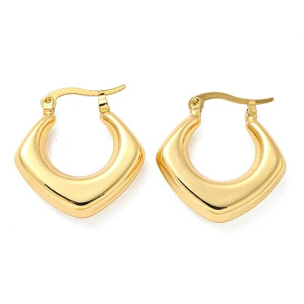 Rack Plated Chunky Rhombus Brass Hoop Earrings for Women