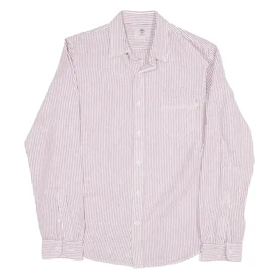 TIMBERLAND Slim Fit Shirt Red Striped Long Sleeve Mens M