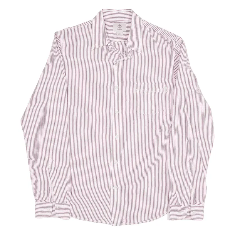 TIMBERLAND Slim Fit Shirt Red Striped Long Sleeve Mens M