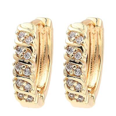 Brass Cubic Zirconia Hoop Earrings