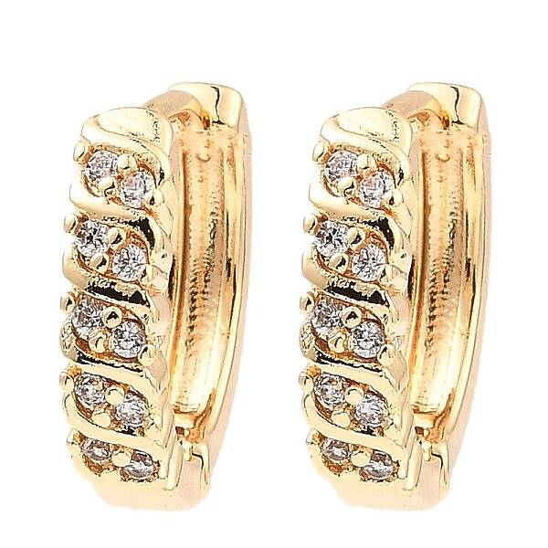 Brass Cubic Zirconia Hoop Earrings