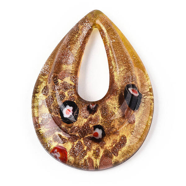 Handmade Gold Sand Lampwork Big Pendants