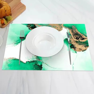 Bright Green Gold Abstract Modern Set Of 4 Placemats - Aperturee