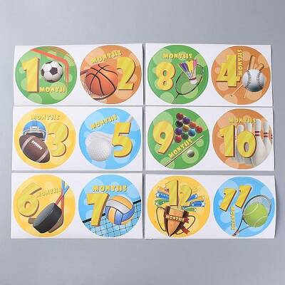 1-12 Months Number & Sports Meet Themes Baby Milestone Stickers