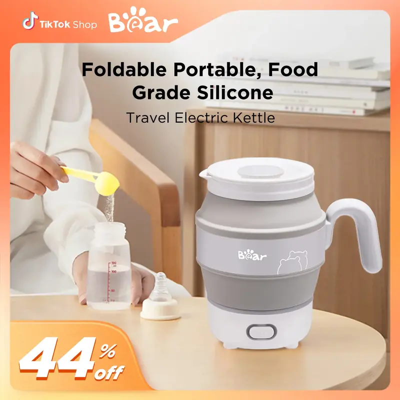 Bear Travel Electric Kettle, Foldable Portable Kettle, Food Grade Silicone Small Electric Tea Kettle Auto Shutoff & Boil Dry ...