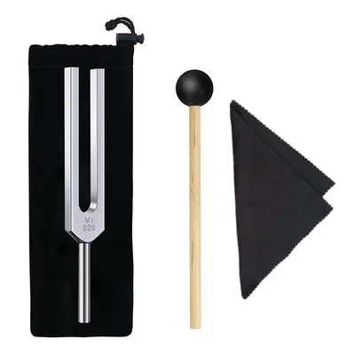 528Hz Tuning Fork, 1 Set Aluminum Alloy Tuning Fork with Storage Bag & Hammer & Cleaning Cloth, Sound Healing Meditation Ins...