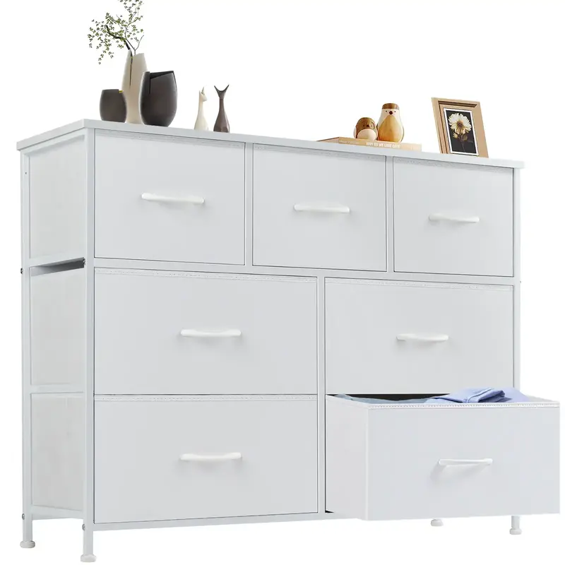 PINGO 7 Fabric Bins Dresser Storage Tower with Durable Material and Wooden Top, Fabric Bins Drawers, Easy to Assemble, for Nu...