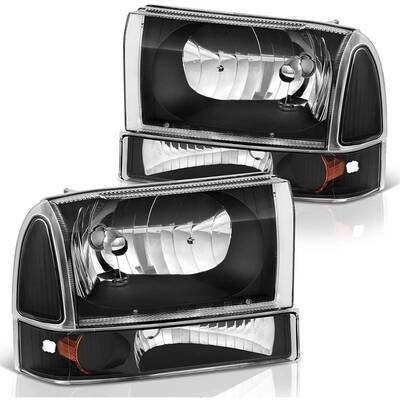YITAMOTOR® Headlight Assembly Compatible with 1999-2004 Ford F250 F350 F450 F550 Super Duty/2000-2004 Ford Excursion, OE Hea...