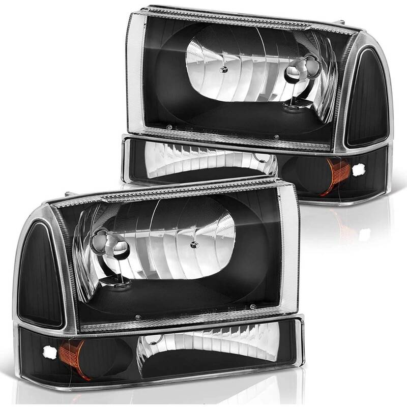 YITAMOTOR® Headlight Assembly Compatible with 1999-2004 Ford F250 F350 F450 F550 Super Duty/2000-2004 Ford Excursion, OE Hea...
