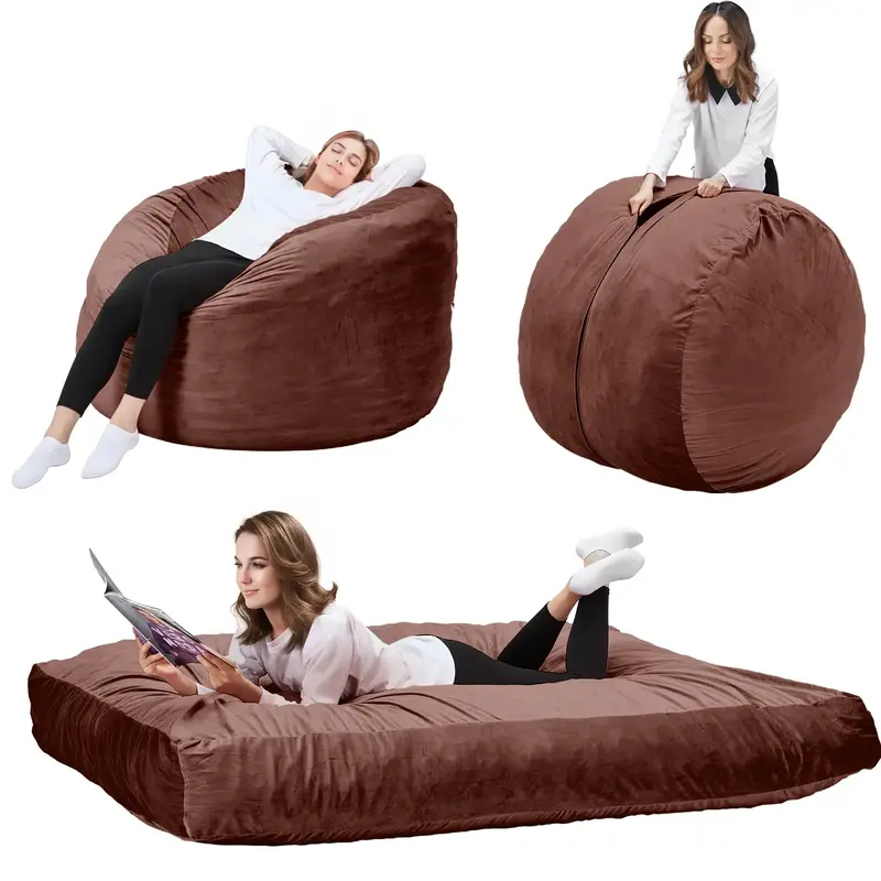 EROMMY  5ft Lazy Bean Bag chair sofa Bed , Memory Foam Furniture Cushion Flannel Fabric Removable Machine Washable，Converti...