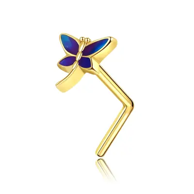 14K Gold Dragonfly Nose Ring