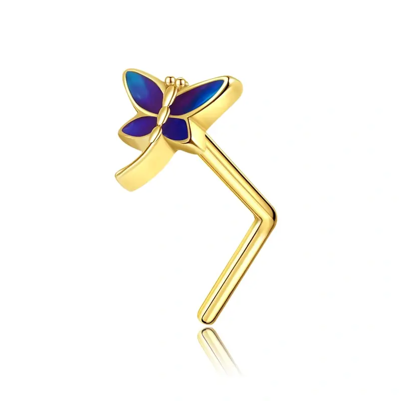 14K Gold Dragonfly Nose Ring