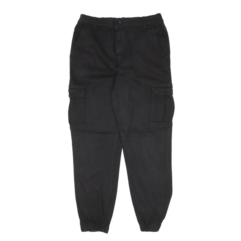 Cargo Trousers Black Regular Tapered Womens W28 L25