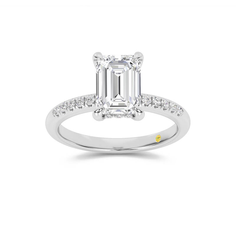 Aurelia Quarter Coverage Hidden Halo Emerald Cut Lab Grown Diamond Engagement Ring | 10K White Gold 4 3/8 CT. TW.