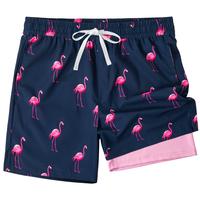 Men's Beach Shorts with Mesh Lining Quick Dry Swimwear, Hawaiian Style Pockets